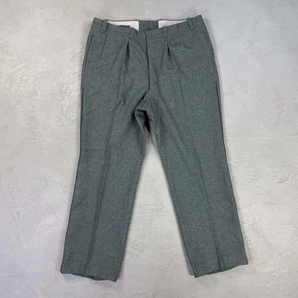 Vintage Swiss Military Wool Flannel Pleated Pants Fit 36 x 28